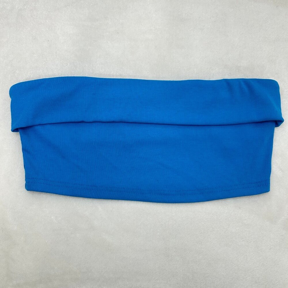 blue tube top / bandeau top strapless
size L • shein • new without tags 
pit to